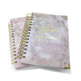 Custom Printing A5 White Gold Spiral Gold Foil Gold Corner Marble Planner