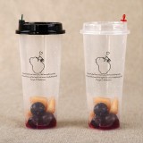 500ml 17oz Disposable Plastic Cups with lid hot drinks Juice Coffee Milky Tea Cups Transparent Thicken Drink Cup cold drinks