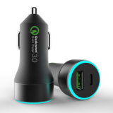 Mini portable 33W QC3.0 + Type-c High Power Fast Charging car charger for mobile phone