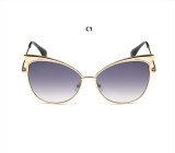 Fashion Ladies Cat Eye Sunglasses Metal Luxury Sun glasses Women Brand Designer Big Frame UV400 Mirror Vintage Shades 131201