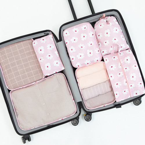 Custom Logo Printed travel bags luggage set New Design Waterproof 7 Pcs Travel Storage Organizer Bag Set
