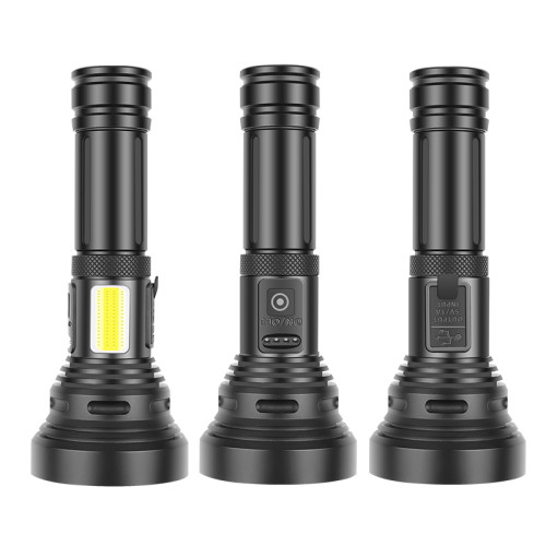 1500m 10W led +cob 1000lumen usb output 26650/18650 battery  Waterproof long-range Tactical Flashlight  Torch