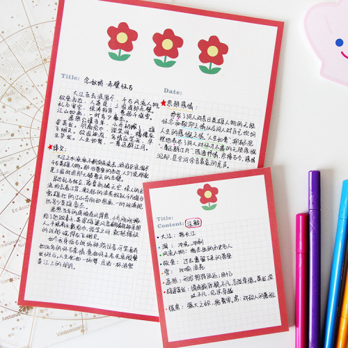Cute kawaii Japanese  Plaid flower avocado cute student note book set customize  stationery can tear 80 sheets