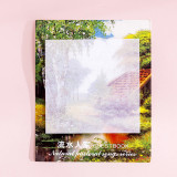 Creative oil painting style square torn message N times sticky note memo note paper