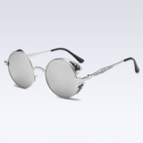 60626 Superhot Eyewear Retro Vintage Round Metal Mirrored Polarized Steampunk Sunglasses