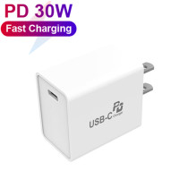 Single Port USB-C Charger Adapter EU US Plug Travel Wall Support 30W Fast Charging Mobile Phone Charger