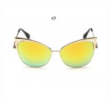 Fashion Ladies Cat Eye Sunglasses Metal Luxury Sun glasses Women Brand Designer Big Frame UV400 Mirror Vintage Shades 131201