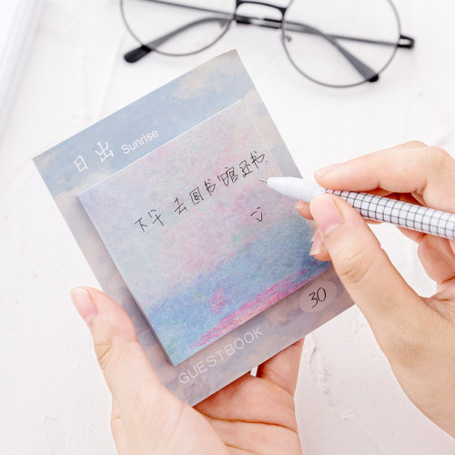 Creative oil painting style square torn message N times sticky note memo note paper
