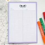 Cute kawaii Japanese  Plaid Cartoon eyes student b5 notepad set customize  stationery can tear 30 sheets