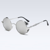 60626 Superhot Eyewear Retro Vintage Round Metal Mirrored Polarized Steampunk Sunglasses