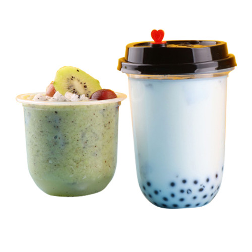 Food Grade 500ml PP Mousse Pudding Ice Cream Cups Disposable Plastic PET ice cream Holder Clear Supplies with lid