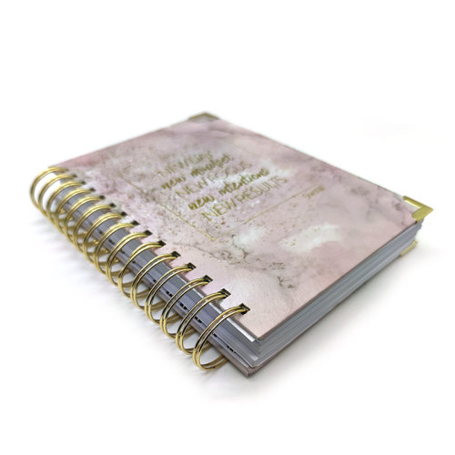 Custom Printing A5 White Gold Spiral Gold Foil Gold Corner Marble Planner