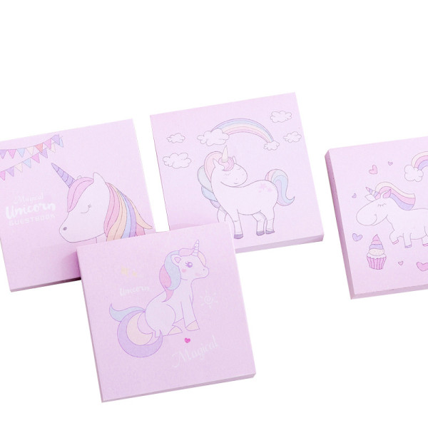 Cartoon Pink Dream Unicorn  Sticker Student Portable Note Book Office Square memo pad Sticker