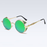 60626 Superhot Eyewear Retro Vintage Round Metal Mirrored Polarized Steampunk Sunglasses