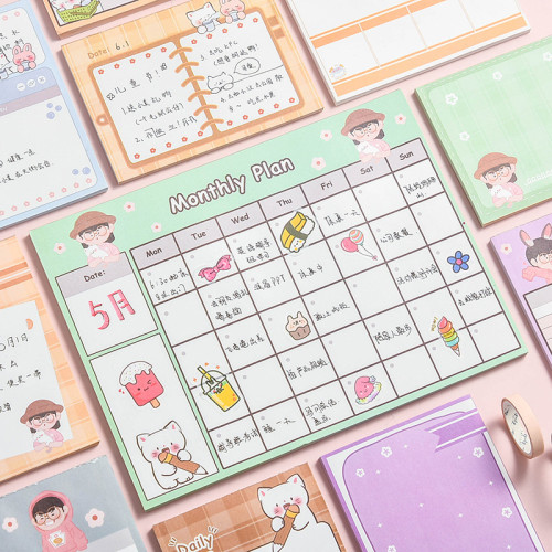 Student plan form memo pad cute and simple torn card hand account notes graffiti coloring week plan memo pad