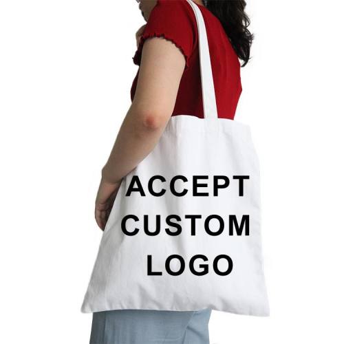 Custom Logo Design Recycled Cotton Canvas Grocery Tote Shopping Bag