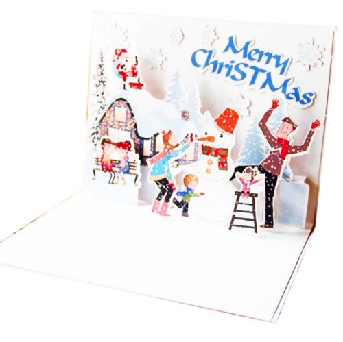 High quality christmas cards led light 3d pop up cards with customized design