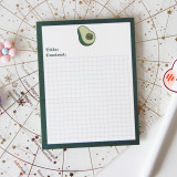 Cute kawaii Japanese  Plaid flower avocado cute student note book set customize  stationery can tear 80 sheets