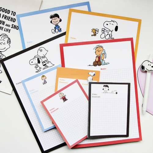 Cute Cute cartoon doll Snoopy notepad student notepad set customize  stationery can tear 30 sheets