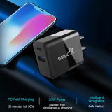 Dual Ports 20W Type-c PD Charger Mobile Phone Quick Change 3.0 USB Type-c Wall charger for iPad Tablet
