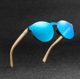 70607 Superhot Eyewear 2019 Round Retro one piece lens Sun glasses Custom Logo Bamboo Sunglasses