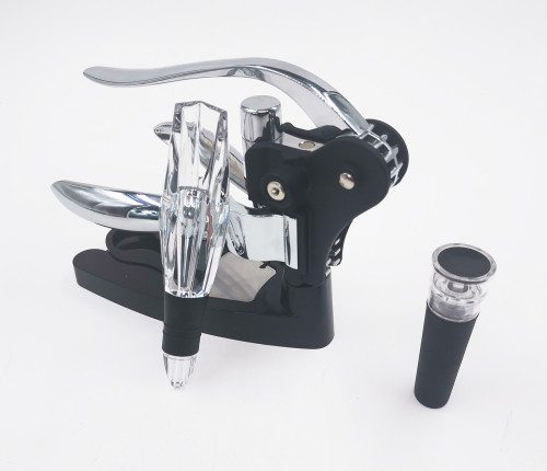 Wine Saver Custom Wine Aerator Manual Lever Corkscrew Set Reusable Wine Bottle Opener