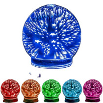 3D Home Diffuser New Year Essential Oil Diffuser Glass 7 LED  Lights Romantic Atmosphere Lights Gift decoration