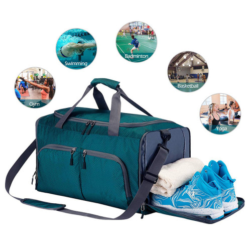 Wholesale custom waterproof wet dry separate hiking sports duffle bags foldable travel bag duffel bag with shoe compartment