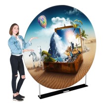 Custom printing aluminium photo booth circular round logo back drop for wedding decorations