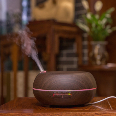 New Wooden Flat Round Household Desktop Office Ultrasound Air Humidifying Aromatherapy Machine