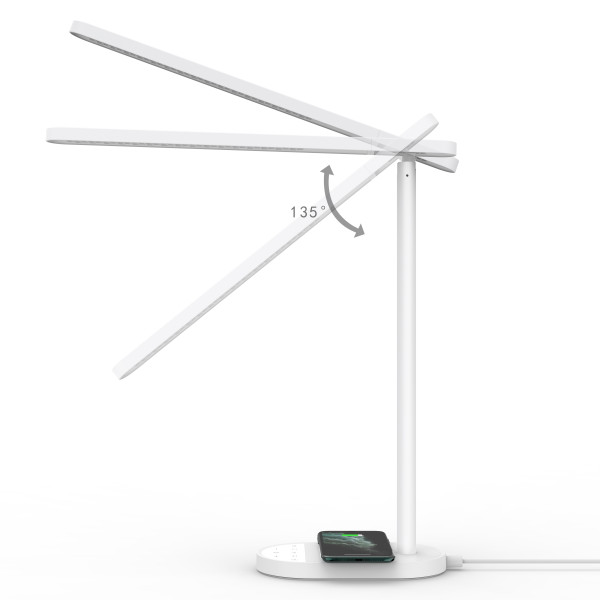 Rotatable Folding Head LED Desk Lamp Wireless Charger Eye Protect Reading Study Table Night Light with USB Port Charging