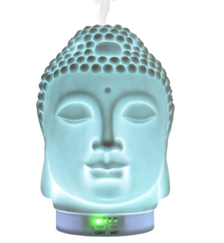 Bedroom Decor Gift Essential Oil Diffuser Ultrasonic Aroma Humidifier Warm Light Ceramic Buddha Head Diffusers Yoga Spa Home