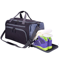 Custom high quality foldable  gym sport bags waterproof travel bag with shoes compartment   for men women