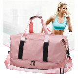 Oem Custom Print Sports Duffel Ladies Mens Travel Bags With Shoe Compartment