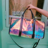 New Design Transparent Clear Waterproof Lady PVC Jelly Duffel Bag Holographic Laser Glitter Duffle Bag