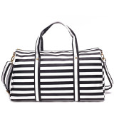 2019 new short-distance travel duffel simple hand bag shoulder Striped handbag