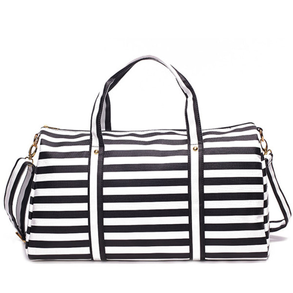 2019 new short-distance travel duffel simple hand bag shoulder Striped handbag