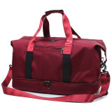 Oem Custom Print Sports Duffel Ladies Mens Travel Bags With Shoe Compartment