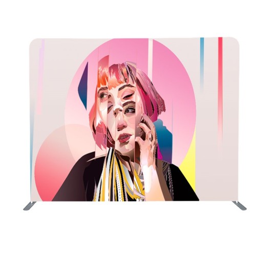 Dye sublimation pillow case printed tension fabric background portable photo booth backdrop display stand