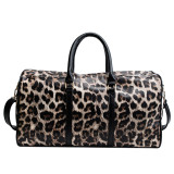 Leopard Print Personalized PU Leather Large Capacity Light Weight Waterproof Travel Bag Women Yoga Gym Sports Bag
