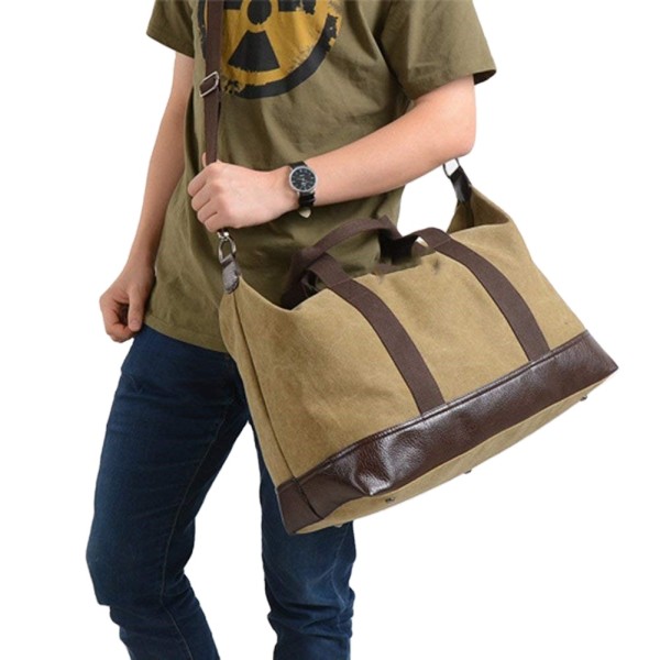 Wholesale custom low moq vintage canvas PU leather trim tote shoulder bag mens duffel travel bags accept custom