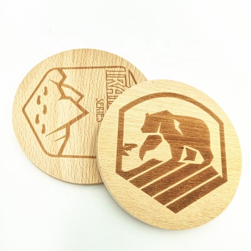 Natural wood coasters with round edge 4 inches custom set
