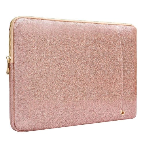 Black Glitter Shining PU Leather Laptop Sleeve Compatible 13-13.3 Inch for MacBook
