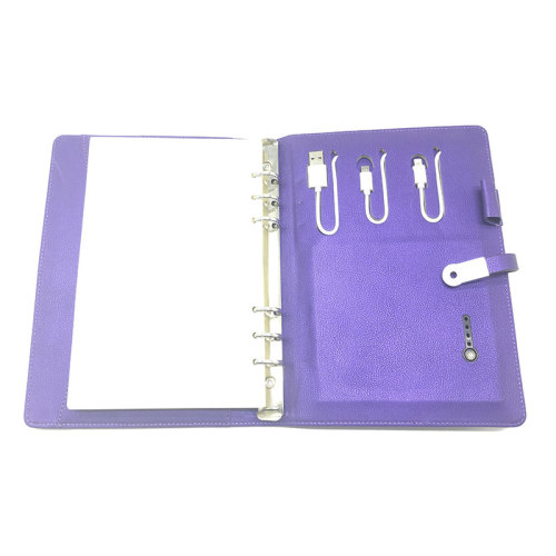 Custom Made Business Powerbank Leather Agenda With Power Bank