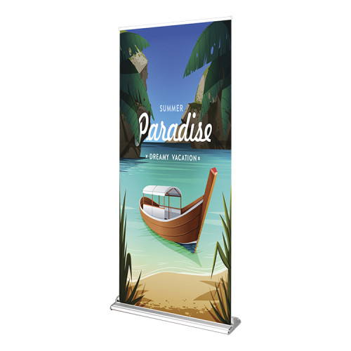 best price retractable horizontal plastic advertising banner stand roll up display