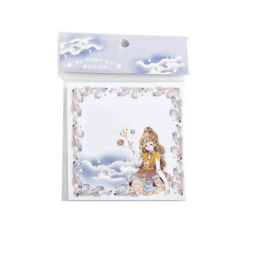 Simple and creative character girl anime series black and white sticky notes  sticker school student memo pad 80 pce