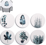 Coasters for Drinks, Absorbent Coasters with Holder Housewarming Hostess Gifts for New Home, Birthday, Housewarming
