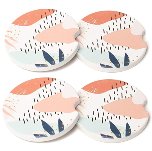 High quality kitchen mats&pads heat resistant ceramic coasters marble design round coaster with cork back