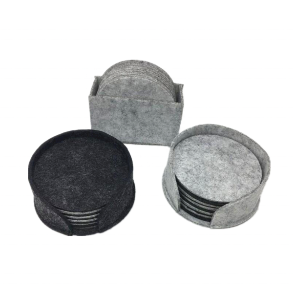 Promotional black round cup felt coaster