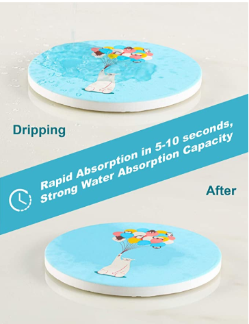 funny Cartoon Animal Absorbent Ceramic Coasters for Drinks, cup mat, child baby, Birthday Housewarming gift
